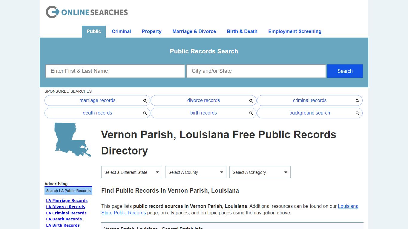 Vernon Parish, Louisiana Public Records Directory