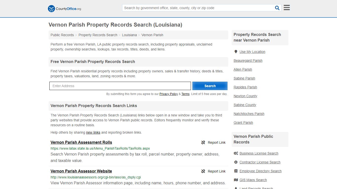 Vernon Parish Property Records Search (Louisiana) - County Office